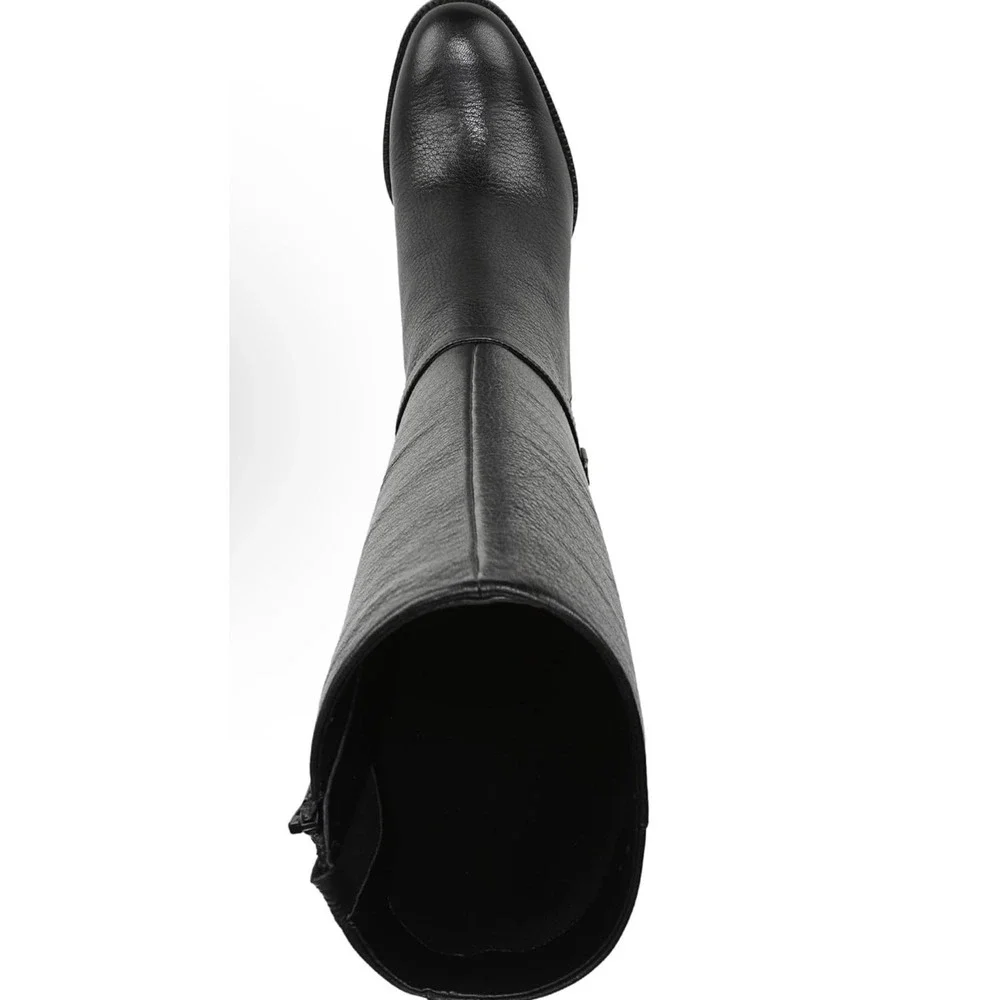 Vionic Valora Wide Calf Black Leather Tall Knee High Block Heel Boots Womens 7 M